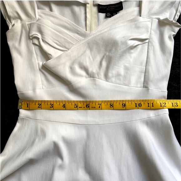 STOP STARING MADSTYLE SWING DRESS IN IVORY PIN-UP 1950's WOMEN SIZE MEDIUM - Picture 9 of 14